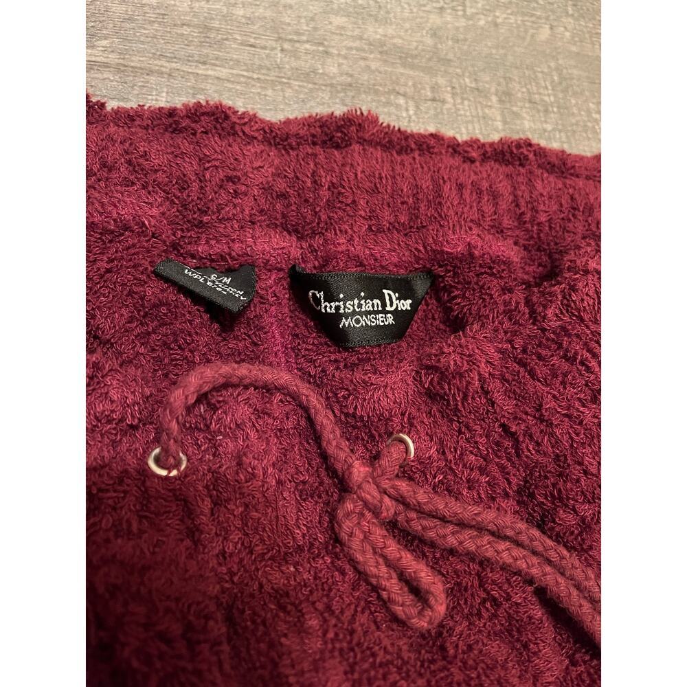 VTG Christian Dior Monsieur Soft Terry Cloth Lounge Shorts Burgandy S/M WPL 6764 - Picture 4 of 9